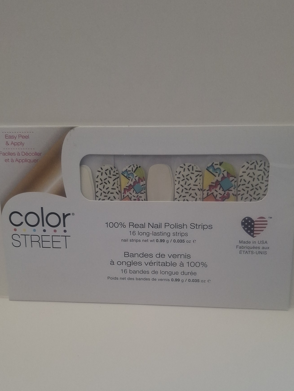 Color Street White Confetti & Pastel Geometric Nail Strips- Totally Rad